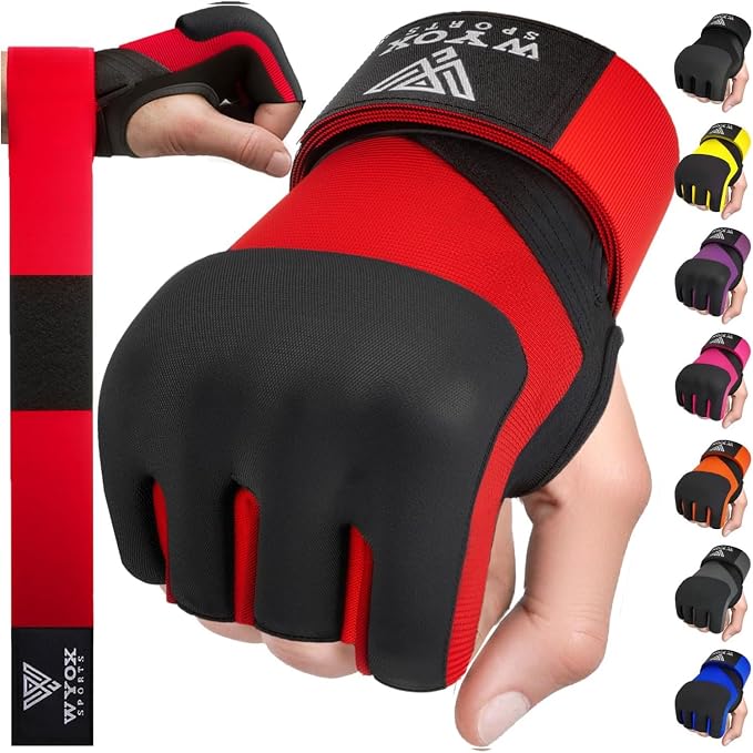 WYOX Neoprene Gel Boxing Hand Wraps Inner Gloves for Men & Women – 80cm/31in Quick Wrist Strap, Padded Knuckle Protection, Fingerless MMA Muay Thai Kickboxing Wraps for Training & Martial Arts