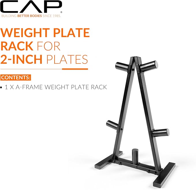 CAP 2-Inch Olympic Plate Tree Rack for Home Gym, Heavy-Duty A-Frame Weight Plate Storage Rack, Space-Saving Plate Organizer Stand, 5-Post & 7-Post, 300lb & 500lb Weight Capacity