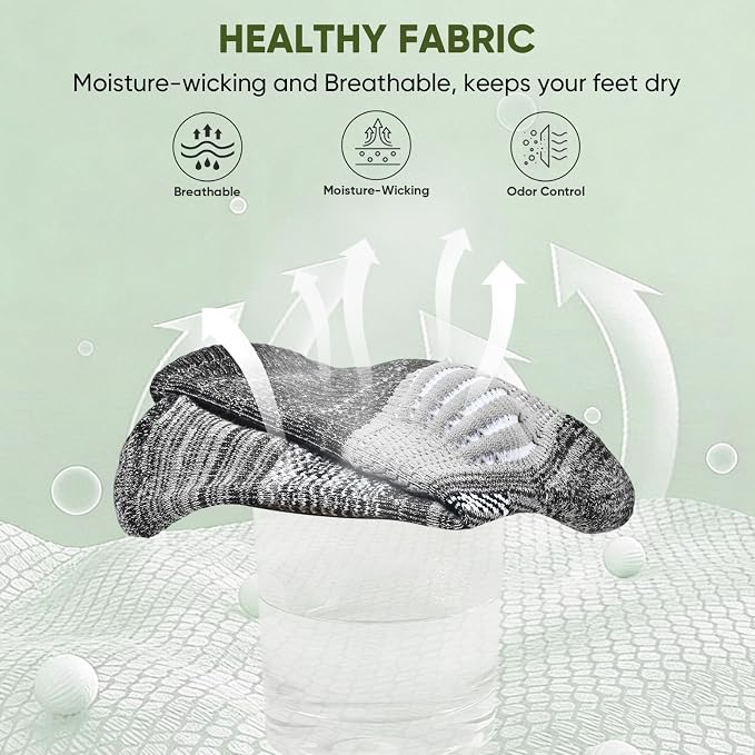 IRAMY Compression Ankle Support Crew Socks Men Women Wicking Plantar Fasciitis Relief Running Hiking Socks 3 Pairs