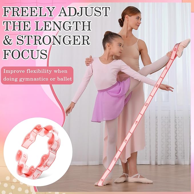 Stretch Strap for Kids Elastic Gymnastic Stretching Ballet Dance Band with 8 Loops Adjustable Exercise Training Resistance Strap for Children Stuff Pilates Latin Yoga Equipment