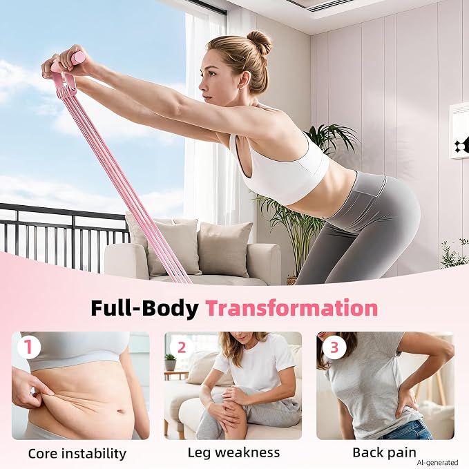 Pedal Resistance Band, 2026 Upgraded 8-Tube 3-in-1 Sit-Up Assistant, Natural Latex Portable Band for Core Abdominal, Back Stretching, Chest Expansion, Arm Training, Home Gym Yoga