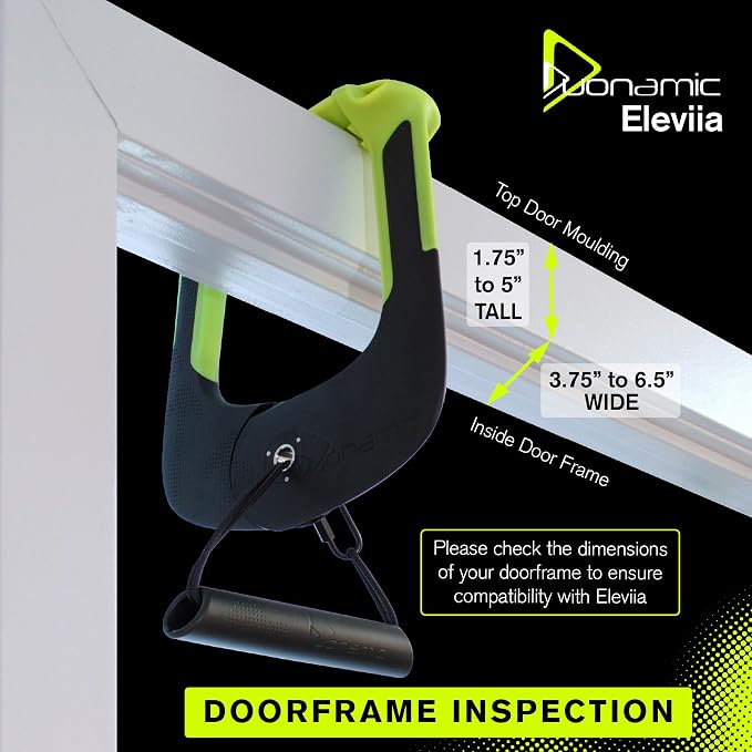 Duonamic Eleviia Portable Doorway Pull Up Bar, No Install, Home & Travel | Comes Fully Assembled, Ready in Under 8 Seconds, Aerospace Composite Build, Lightweight at 3.5 lb, Non Marking Coating