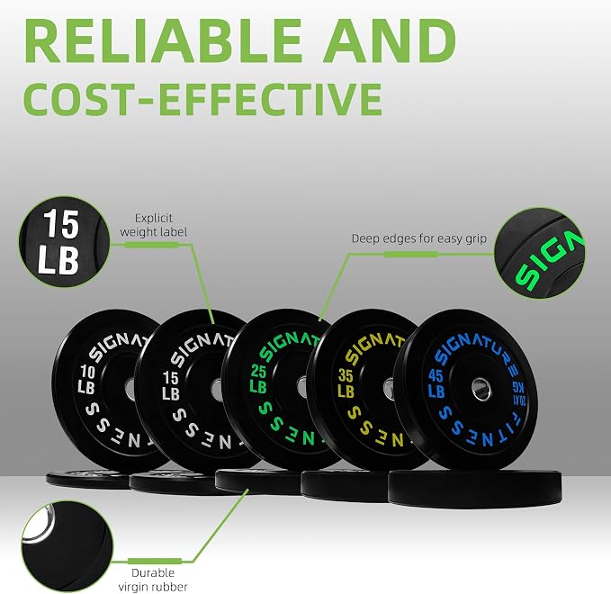 Fitvids 2-Inch Olympic Rubber Weight Plates Sets, Bumper Plates Set Barbell for Strength Training, 160-370 Lbs Multiple Options