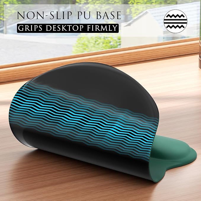 MROCO Ergonomic Mouse Pad with Gel Wrist Rest, 9.4 x 8.1 in, Forest Green | Ergonomic Shape Design, Multiple Pattern Options, Gel Wrist Comfort, Smooth Lycra Surface, Non-Slip PU Base