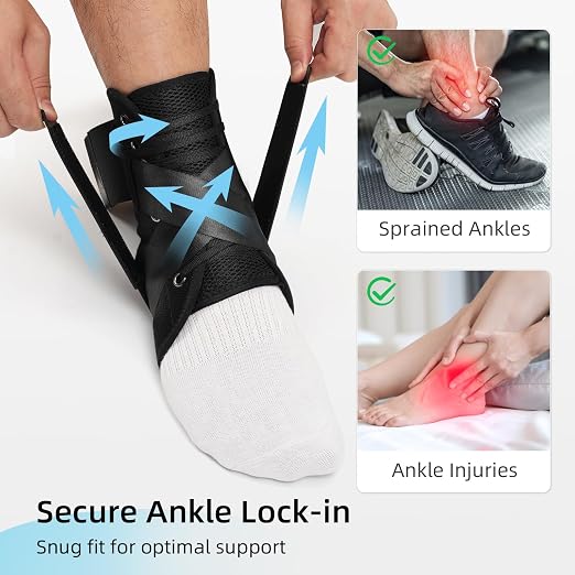 2 Pack Ankle Brace for Women & Men, Lace-Up Support with Side Stabilizers | Adjustable fit, Sprained ankle support, Achilles tendon support, Basketball, volleyball, running, tennis