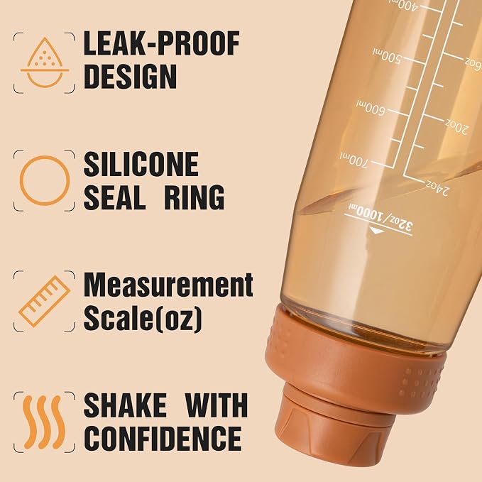 32oz Clear Water Bottle - BPA-Free Tritan Plastic, Fast Flow Spout Lid, Wide Mouth & Leakproof Design Hiking Water Bottle Suitable for Travel, Outdoors, Gym, Travel, Home, School(Orange)