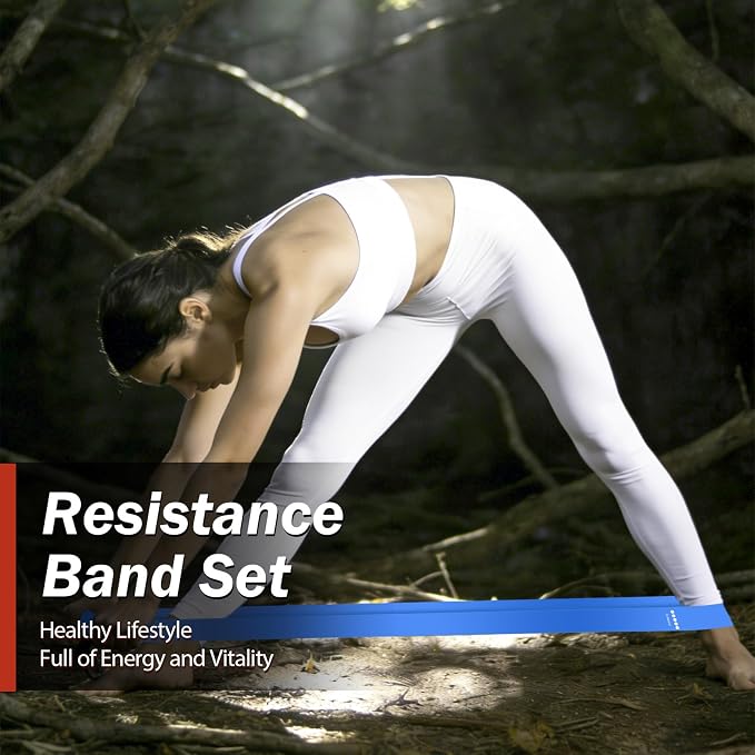 Resistance Bands for Working Out, 5 Levels Resistance Exercise Bands with Woven Bag, Bands for Working Out Women Men, Yoga, Pilates, Rehabilitation Training
