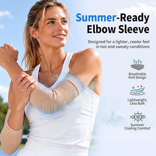 CAMBIVO 2 Pack Tennis Elbow Compression Sleeve, Lightweight Summer Brace | Anti-Slip, Breathable, Quick-Dry Tennis Elbow Brace for Gym, Golf, Basketball, Office and Daily Wear, for Men & Women