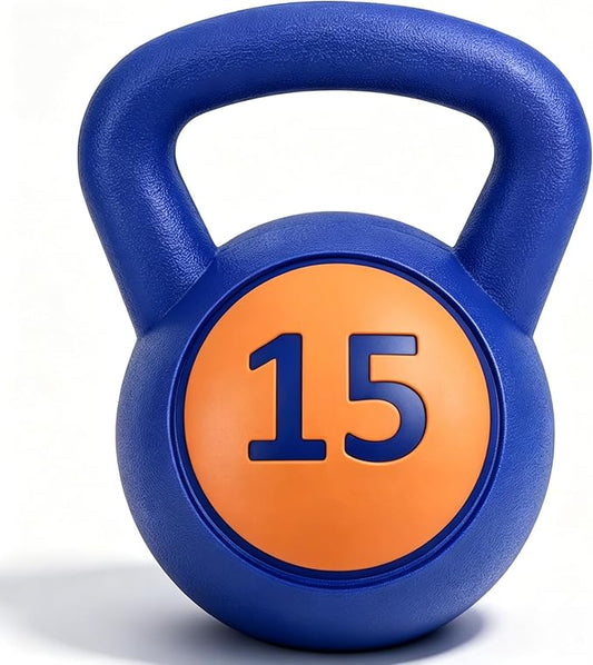 Single Kettlebells, Coated Cast Iron Kettlebell Weights with Wide Grip Handle & Flat Bottom, Strength Training Equipment for Swings, Squats, Deadlifts, Push-Ups & Home Gym Workouts