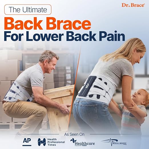 DR. BRACE® Lower Back Brace for Men & Women for Lower Back Pain Relief, Revolutionary Versatile Splints System & Removable Lumbar Pad, Adjustable & Breathable Back Support Brace