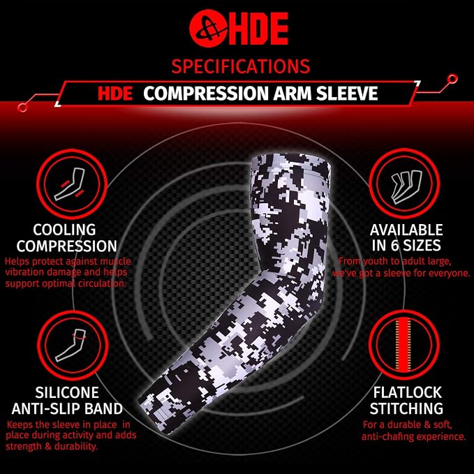 HDE Arm Compression Sleeves for Kids Basketball Shooting Sleeve Youth Sports Cooling Sun Protection Football Baseball 1 Pair