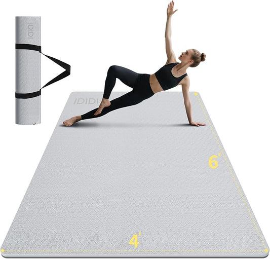 8mm & 10mm Thick Large Yoga Mat (6'x 4') - Extra Long and Wide Workout Mat for Men and Women, Non-Slip POE Fitness Mat, Eco-Friendly Exercise Mat for Home Workouts, Ideal for Yoga and Pilates