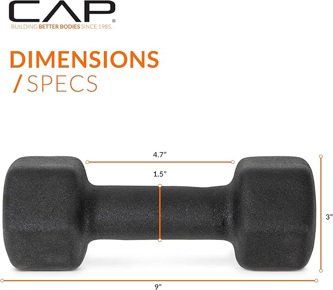 CAP Barbell Neoprene Dumbbell Weights Pairs & Sets | Black