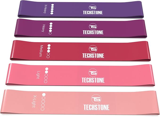 TechStone Resistance Bands Set – 5 Levels Loop Exercise Bands for Men & Women, Elastic Workout Bands for Home Gym, Training, Yoga & Fitness, Carry Bag Included