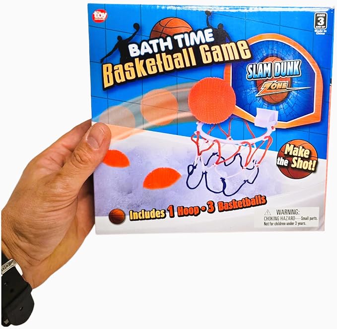 Bath Time Mini Basketball Slam Dunk Zone Shooting Game (6") 3 Balls That Float Included. Suctions to The Wall. Plastic. Bathtub Toy for Boys and Girls. (3 Sets)