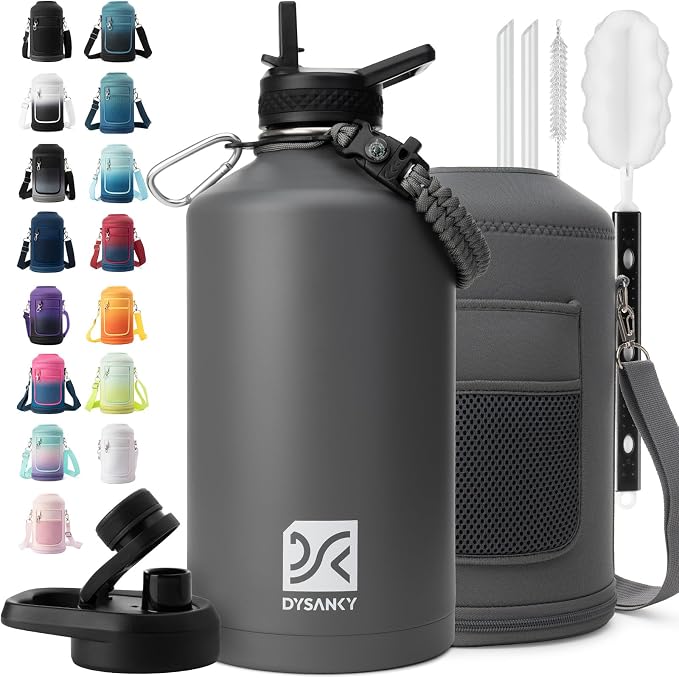 DYSANKY Gallon Insulated Water Bottle with Portable Carrier Bag for Outdoor