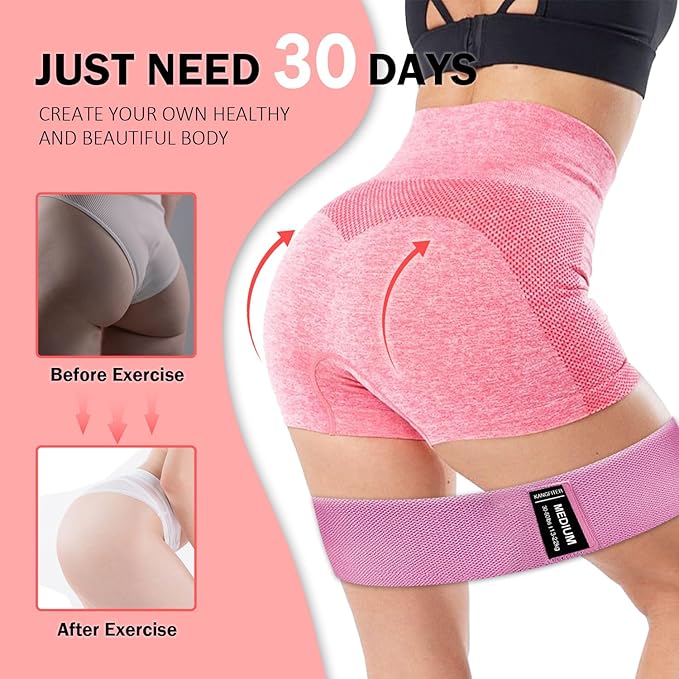 KANGFITER Non-Slip Fabric Resistance Bands for Working Out 3 Levels | Loop Exercise Bands for Booty Leg Butt Glute Hip, Elastic Stretch Workout Bands for Women Men Home Gym Fitness Yoga Pilates