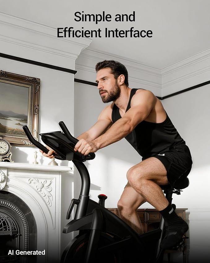 CURSOR FITNESS Exercise Bike, Stationary Bikes for Home with Brake Pad | Low Noise Indoor Bike for Home with Exclusive App, Workout Bike with Tablet Mount for Weight Loss, 300 lb Weight Capacity