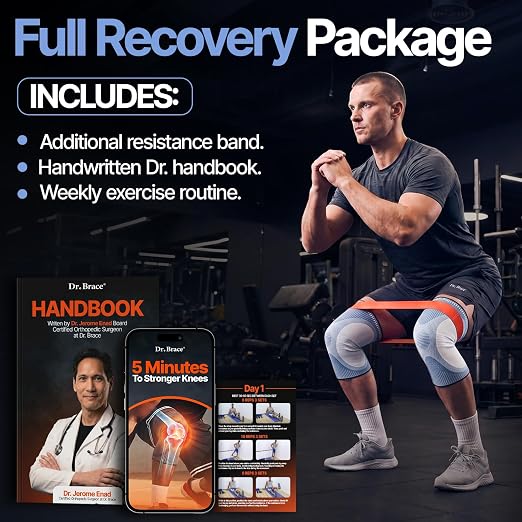 DR. BRACE Elite Compression Knee Brace for Women & Men, (2-Pack) Knee Support Compression Sleeve, Workout Sports Knee Braces for Meniscus Tear, ACL & Arthritis Pain Relief - Check Size Guide Video (Uranus, Large)