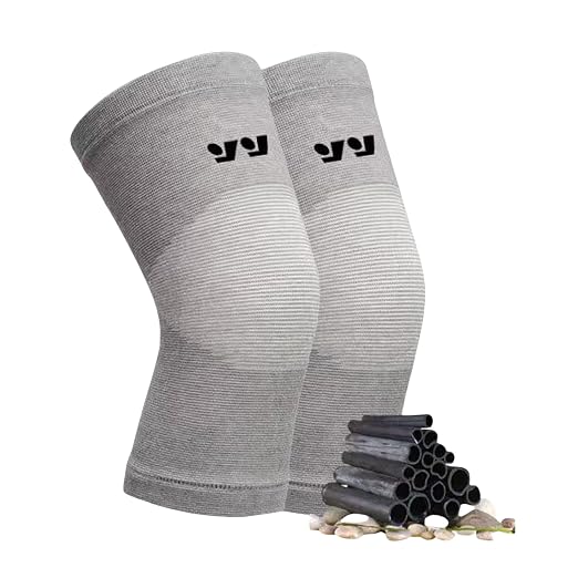 One Compression Bamboo Knee Sleeve - Bamboo Knee Sleeves for Men Women - Anti-Slip Compression Knee Sleeve - Elastic Sport Warm Knee Brace (Gray, Large)