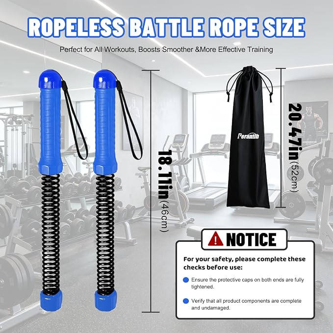 Perantlb Poly Battle Rope with Cloth Sleeve -1.25/1.5/2 Inch Diameter 30' 40' 50' Lengths -Gym Muscle Toning Metabolic Workout Fitness, Battle Ropes for Home Gym