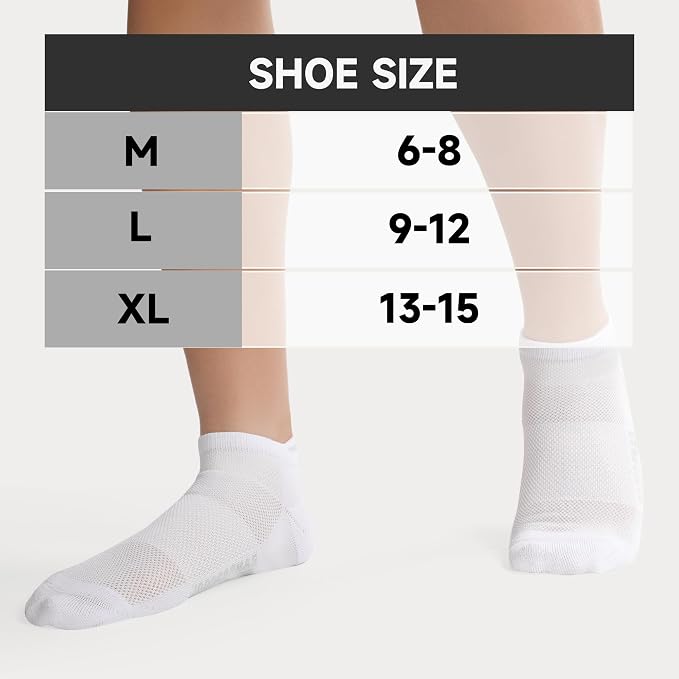 BAMBOO COOL Men's Ankle Socks Moisture Wicking Breathable Odor Control Athletic Cushioned Running Socks Arch Support 8 Pack