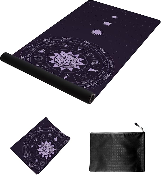 nuveti Printed Travel Yoga Mat 1/16 Inch Thick Non Slip Fitness Workout Mat | with Carrying Bag, Foldable Lightweight Suede & Natural Rubber Yoga Mat for Yoga Pilates and Fitness 72" L x 24" W x 1.5mm