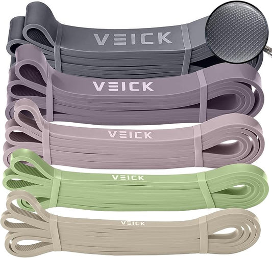 VEICK Pull Up Assist Resistance Bands for Home Gym | 100% Natural Latex, Non Slip Leather Texture, Space Saving, Versatile for Full Body Training, Home Gym