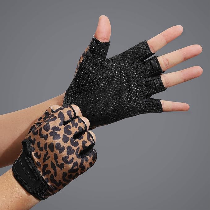 Workout Gloves for Women Men, Weight Lifting Gloves Padded, Full Palm Grip | Gym Grip Gloves for Weightlifting, Rowing, Exercise, Cycling, Dumbbells, Kettlebells, Home Work Out Equipment, Half-finger