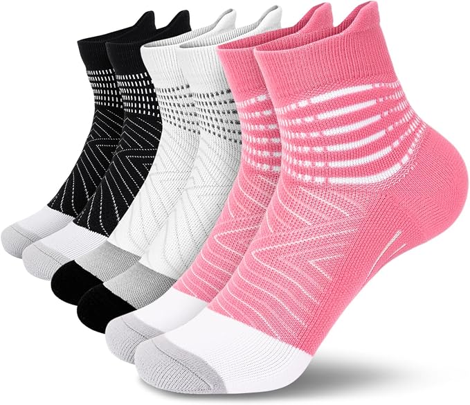 IRAMY Compression Ankle Support Socks Women - Wicking, Cushioned Athletic, Plantar Fasciitis Relief 2/3/6 Pairs