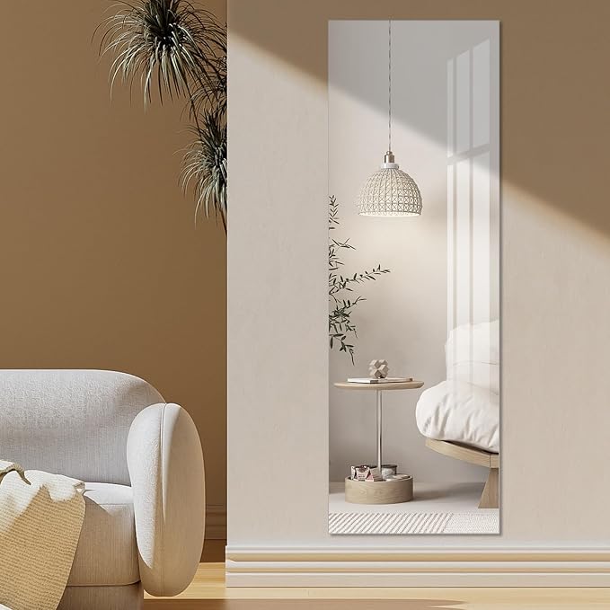 Full Length Mirror,47.25x15.75 Inch Acrylic Shatterproof Soft Mirrors, Non-Glass Wall-Mounted Fitness Mirror for Home, Lightweight Durable Modern Decor for Bedroom/Living Room/Cloakroom