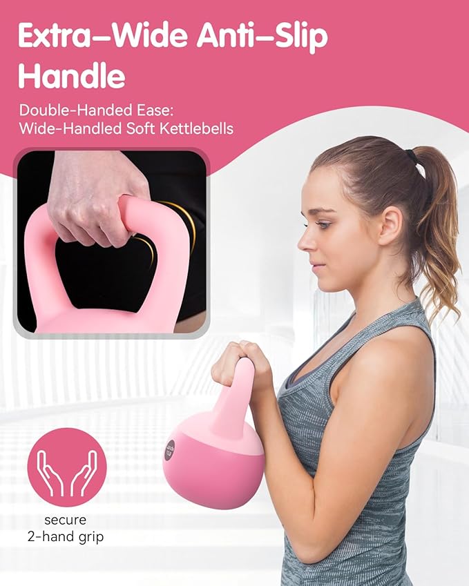 Soft Kettlebell - Cushioned Impact-Resistant Base and Anti-Slip | Kettle bell Anti-Slip Grip Weight for Home Workouts, Safe Strength Training Kettlebells Sets for Women& Men - Non-Slip Gloves
