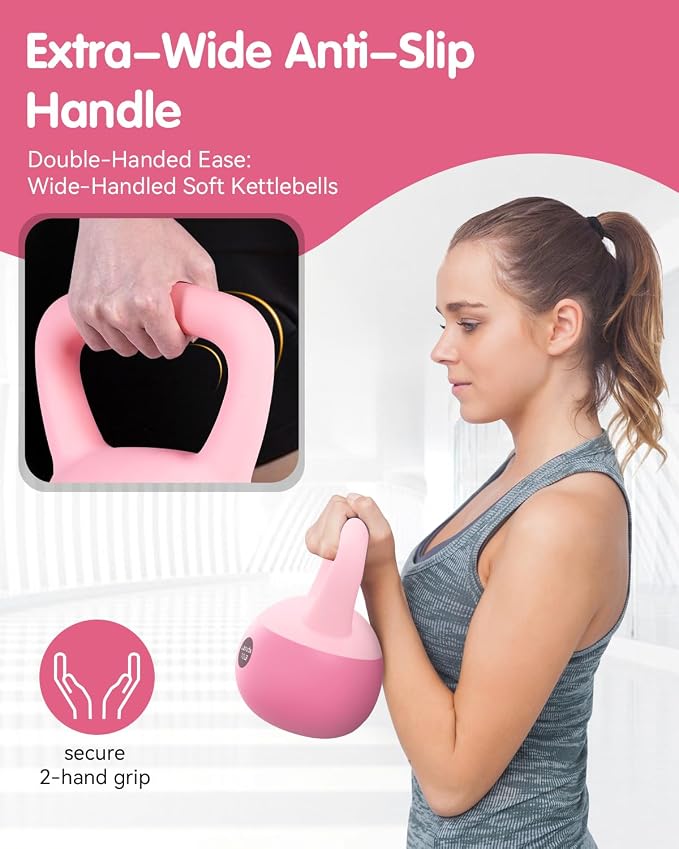 Soft Kettlebell - Cushioned Impact-Resistant Base and Anti-Slip | Kettle bell Anti-Slip Grip Weight for Home Workouts, Safe Strength Training Kettlebells Sets for Women& Men - Non-Slip Gloves