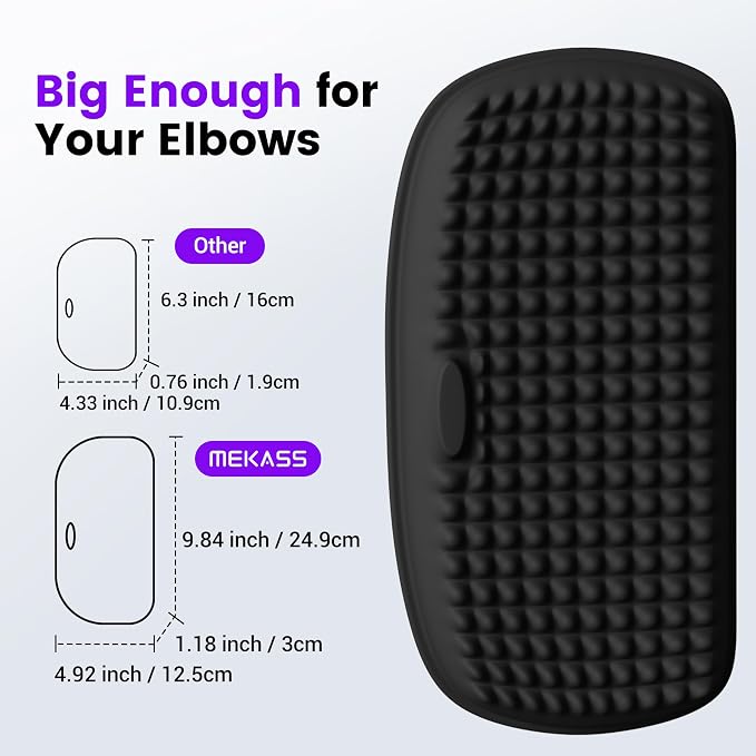 MEKASS Elbow Pad for Desk, Thicken & Large Memory Foam Elbow Rest Padding with Non-Slip, Ergonomic Desk Edge Cushion, Armrest Pad Wrist Rest Comfort Support for Office Home (1 Pcs Black)