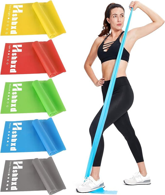 Resistance Bands Set for Physical Therapy, Rehab, Yoga and Pilates | Latex-Free elastic exercise bands suitable for rehab, yoga, Pilates, gym workouts, stretching, and home exercise