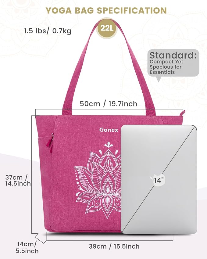 Gonex Yoga Mat Bag with Zipper Mat Carrier Canvas Gym Tote | Durable Canvas, Zipper Closures Prevent Slipping, Quick Access, Bottle Holder, Fits Yoga Blocks, Gym & Travel Use