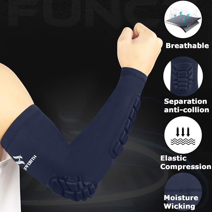 2PCS Padded Elbow Forearm Sleeves Compression Arm Protective Support