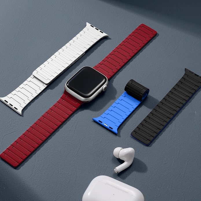 SNBLK Magnetic Watchband Compatible with Apple Watch for Men 44mm 45mm 46mm 49mm 42mm 41mm 40mm 38mm Women, Silicone Sport Strong Magnet Strap for iWatch Series 11 Ultra 3 Ultra 2 Se 10 9 8 7 6 5 4 1