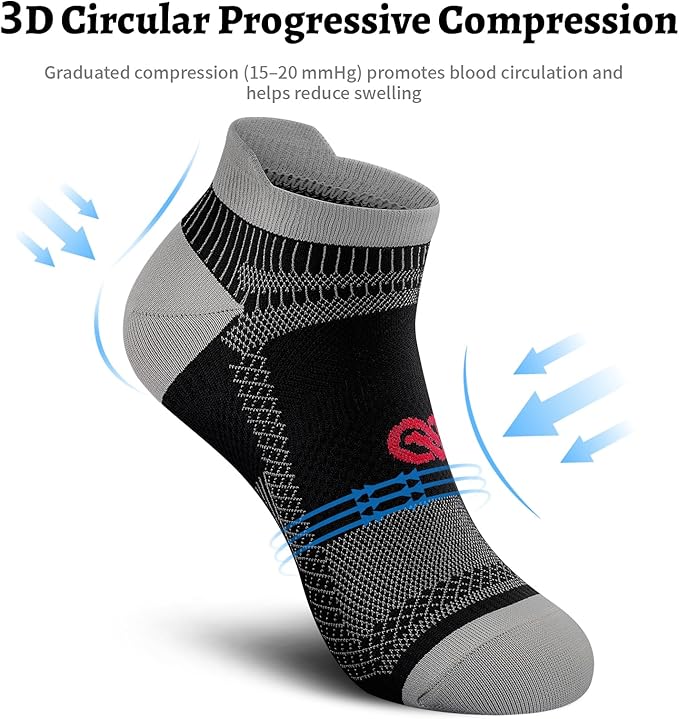 Compression Socks for Men Women Ankle Running Socks for Plantar Fasciitis | Low Cut Athletic Ankle Socks with Ankle & Arch Support for Running, Cycling, Golf, Work, Plantar Fasciitis Relief