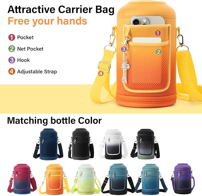 DYSANKY Gallon Insulated Water Bottle with Portable Carrier Bag for Outdoor