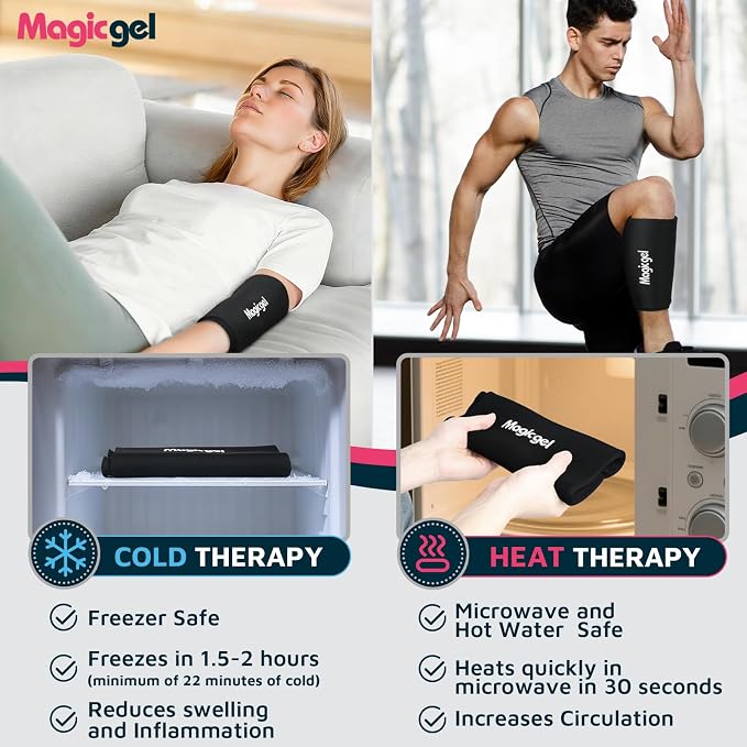 Magic Gel Medium Knee & Elbow Ice Pack Sleeve 1 Pack – Reusable Hot & Cold Therapy Wrap for Targeted Relief – Compact Compression Fit