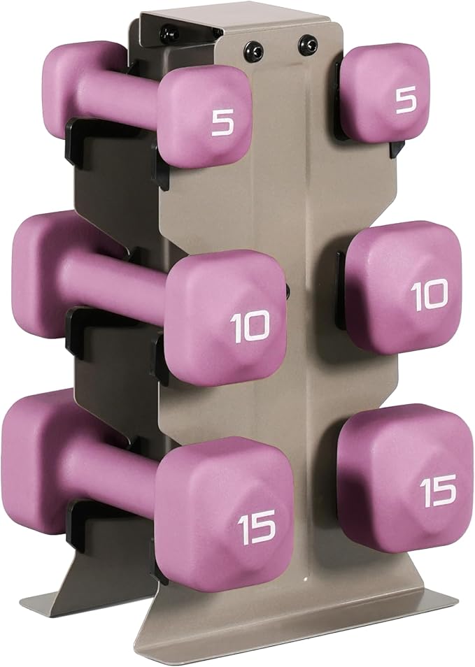 Tone Fitness Neoprene Dumbbell Set with Storage Rack – Non-Slip, Anti-Roll Hand Weights for Home Gym Workouts | 20 lb, 32 lb, 50 lb, 60 lb & 100 lb Options