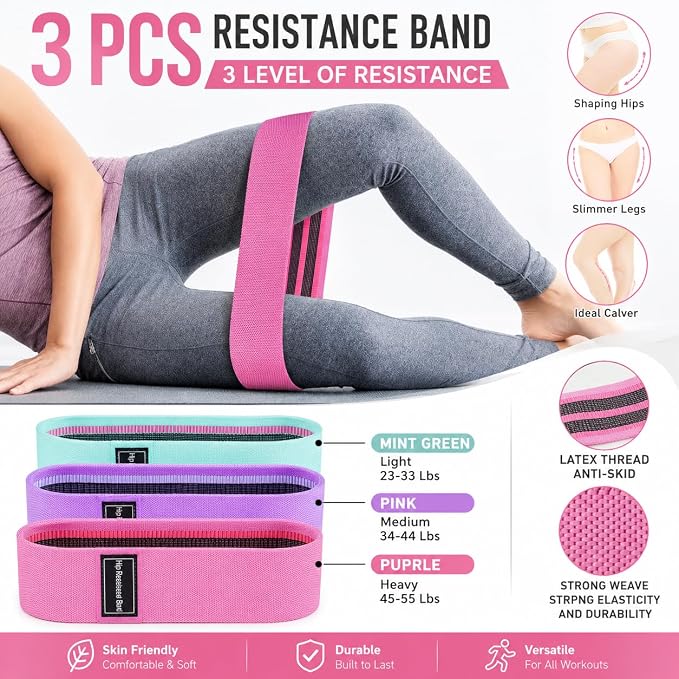 SINYWAY Barbell Pad Set for Squat,10 PCS Hip Thrusts Workout Foam Weight Lifting Bar Cushion with 2 Gym Ankle Straps,3 Hip Resistance Bands,2 Lifting Strap,Barbell Pad and Carry Bag
