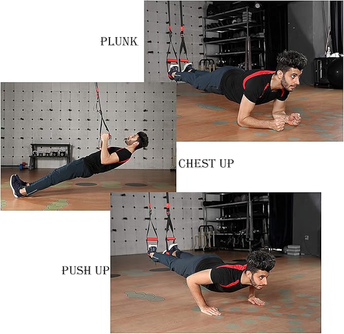 Training All-in-One Suspension Trainer Exercise Equipment Bundle,Bodyweight Fitness Resistance Trainer Kit with Pro Straps for Door Pull up Bar, Anchor Point for Complete Body Workouts V1