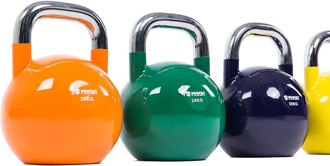 POWERT Competition Kettlebell|Premium Quality Coated Steel|Ergonomic Design|Great for Weight Lifting Workout & Core Strength Training& Muscle Building|Color Coded|Single