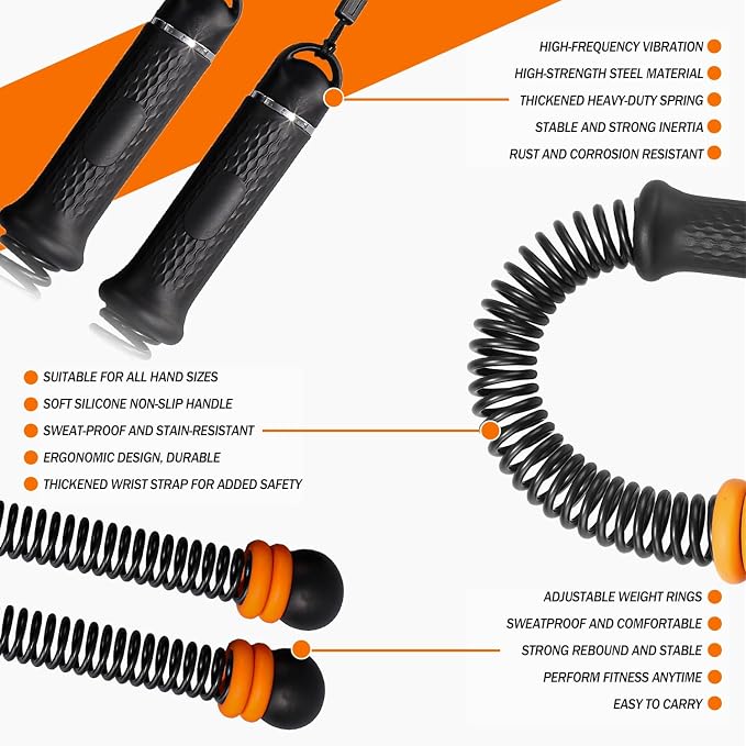 Upgrade Portable Ropeless Battle Ropes - Adjustable Weights Cordless Battle Ropes for Home Gym with Training Poster - Battle Rope Sticks Exercise Equipment for Low-Impact Workout, HIIT & Cardio