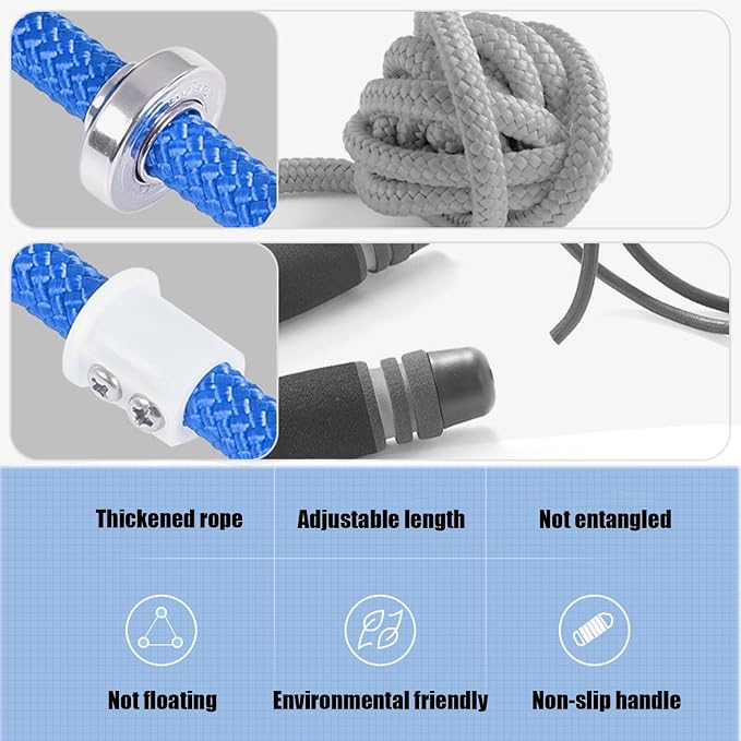 16 FT Long Jump Rope for Kids Adults,Double Dutch Jump Rope,Adjustable Skipping Ropes with High-strength Nylon Braided Rope Core,360°Rotation Not Entangled,Long Enough for 2-4 Jumpers.Blue