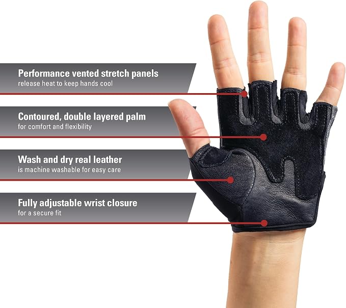 Harbinger Women's Pro Gloves with Vented Cushioned Leather Palm for Weightlifting, Training, Fitness, and Gym Workouts