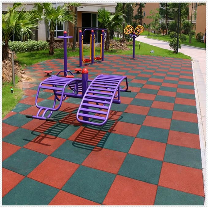 MYOYAY 4 Pack Interlocking Tiles 20"x20"x1" Heavy Duty Rubber Tile Green Non-Slip Flooring Mat for Playground Park Gym Indoor and Outdoor, Cover 11.12 Sq.FT
