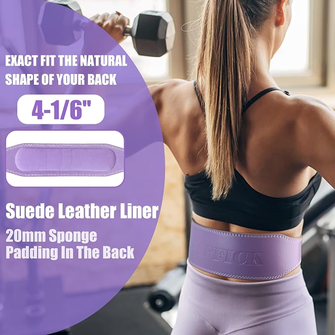 Jaffick Weight Lifting Belt For Ladies Leather Gym Belts Lower Waist Back Support For Women Men Fitness Squat Deadlift Heavy Duty Cross Training Gym Powerlifting Workout